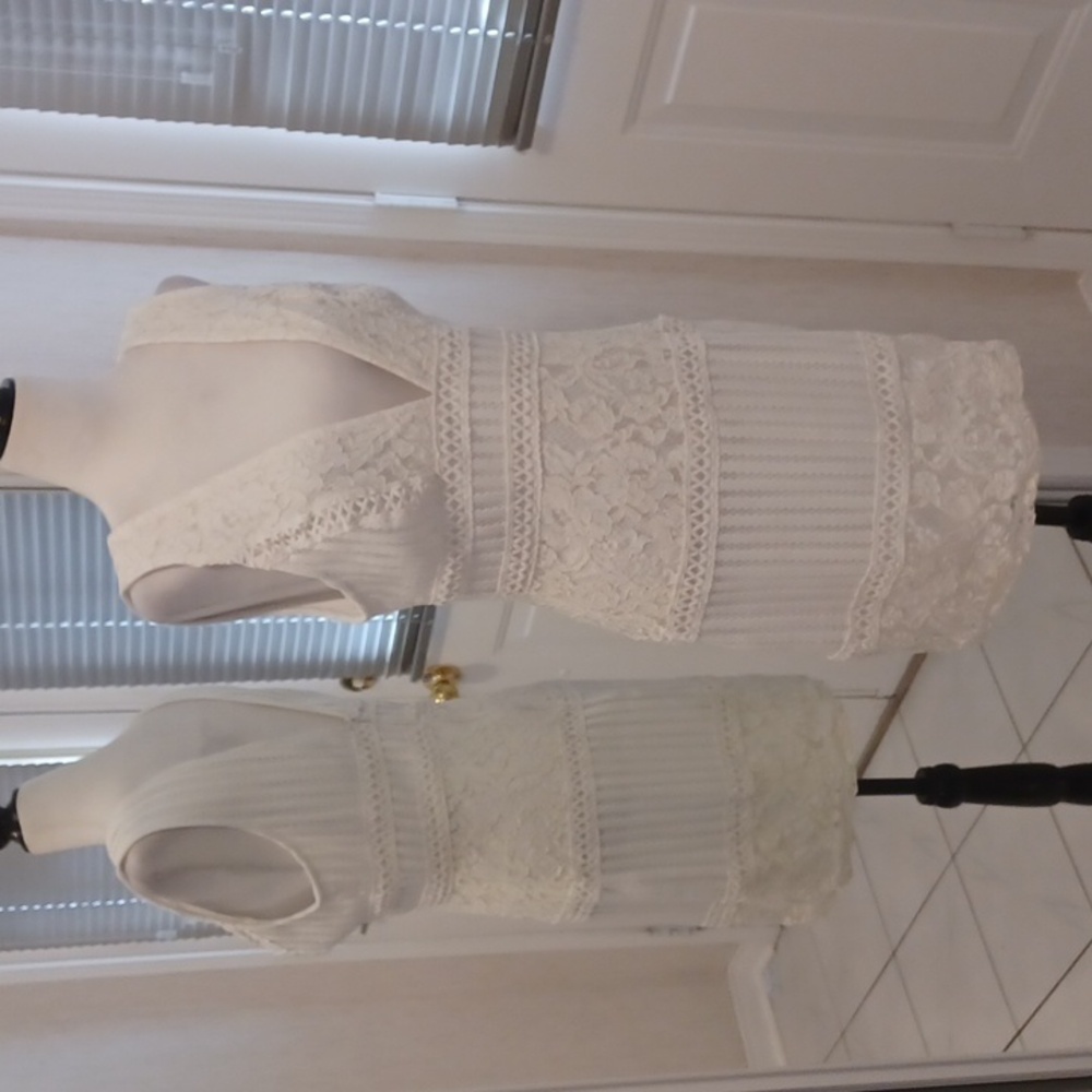 2/$50 White Lace Low-Cut Dress - Size Large